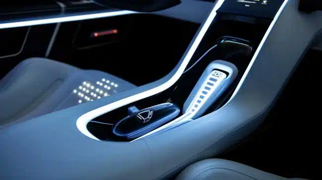 Electric car gear selector showing automatic driving controls