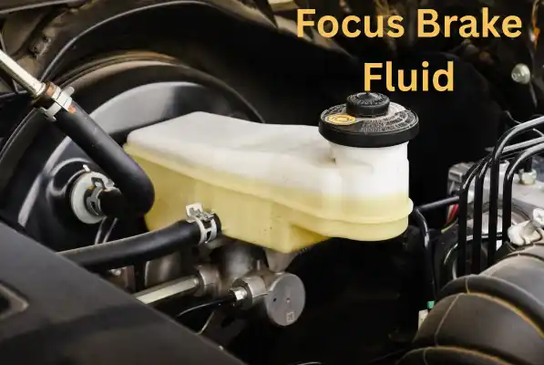 Ford Focus brake fluid reservoir inside the engine bay