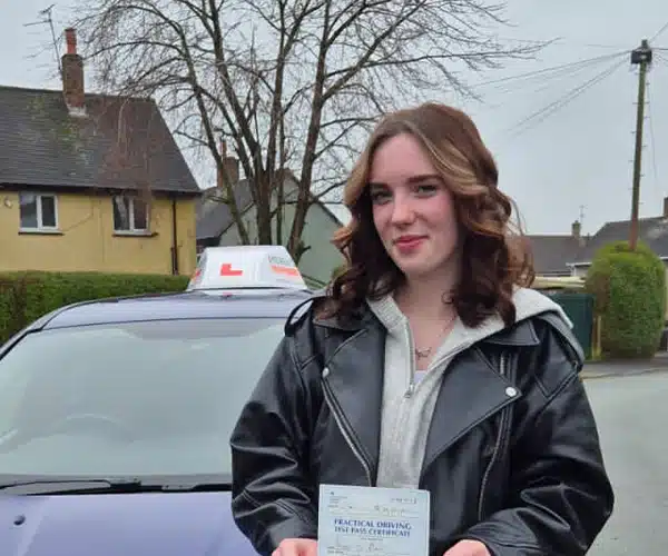 Bobbi in Wrexham showing off her driving test pass