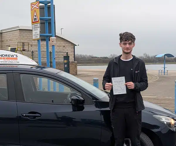 Harry bt Marine Lake after passing his driving test in Rhyl