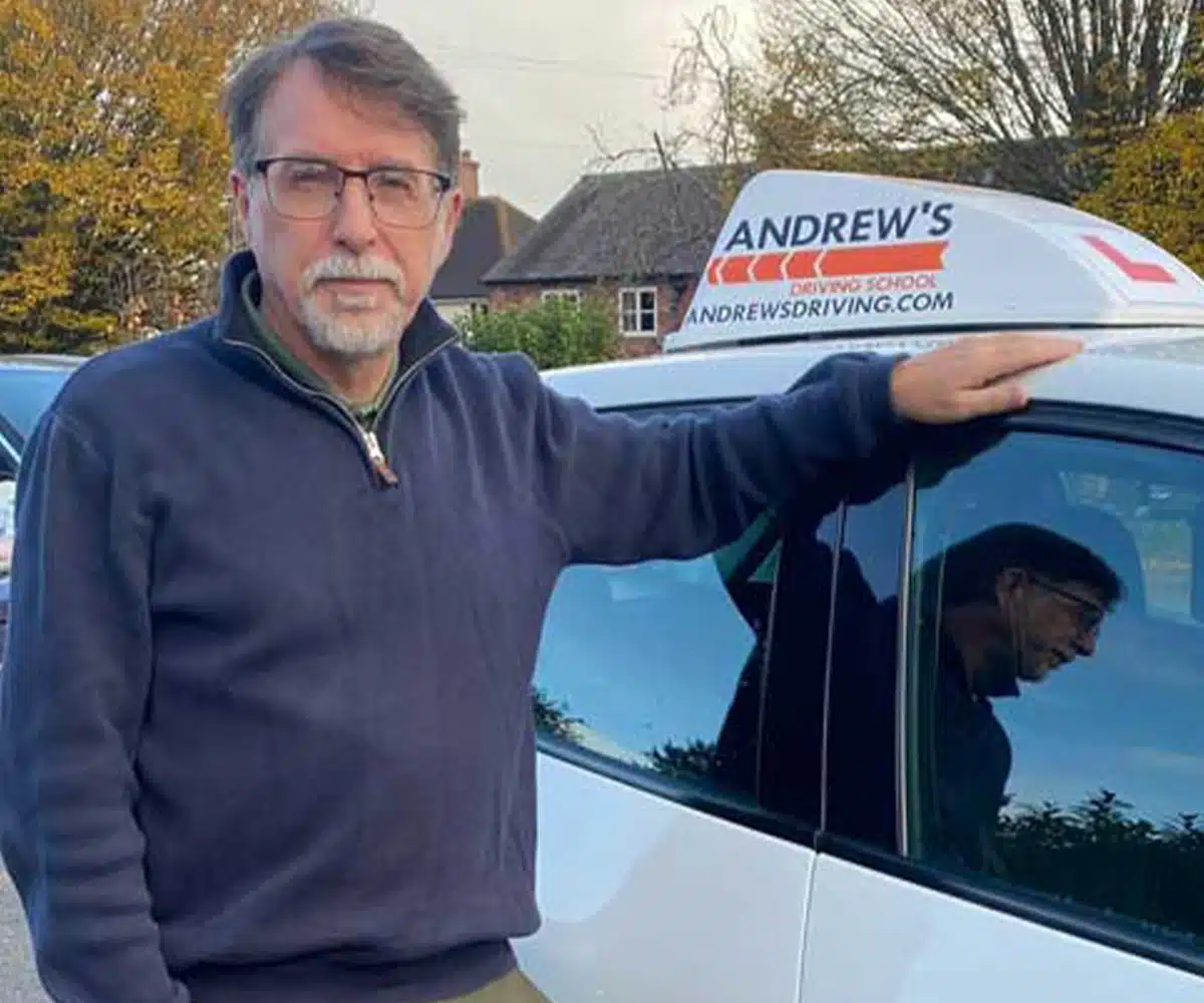 Karl Whitefoot at Wrexham Driving Test Centre after passing ADI Part 3