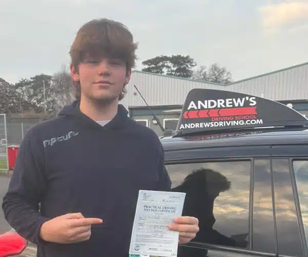 Newly qualified driver at Bangor Driving Test Centre