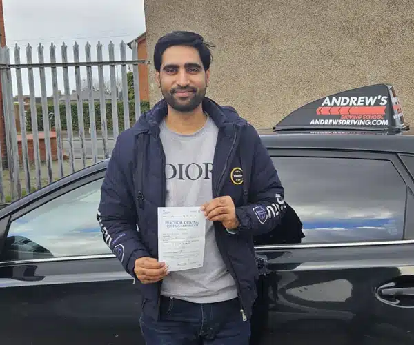 A new driver in The Rhyl Driving Test Centre